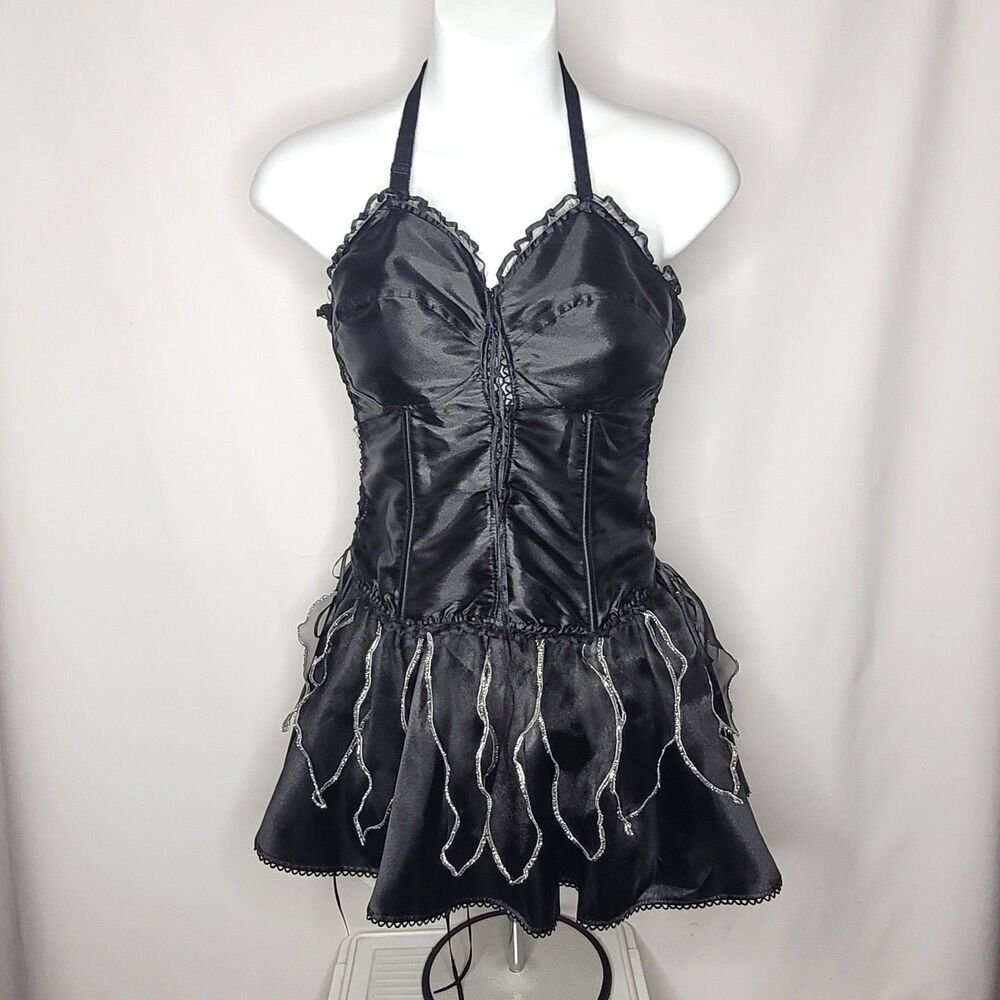 Leg Avenue Black Gothic Fairy Corset & Mini Skirt Set Size Medium